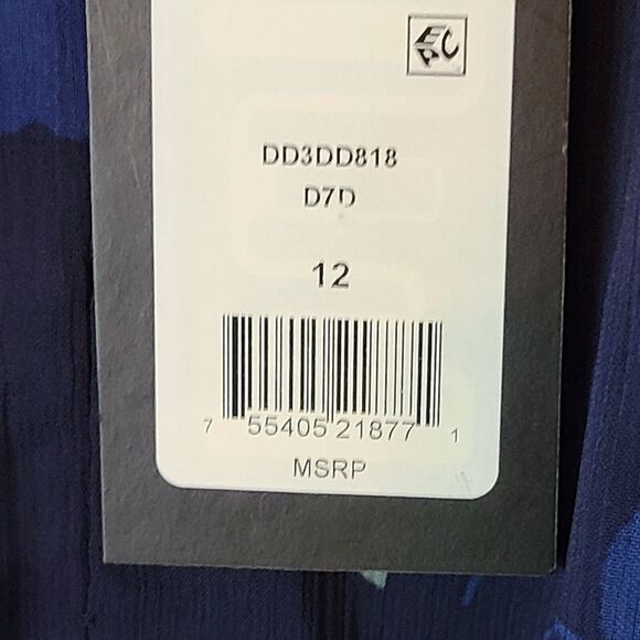 New DKNY Women's (12) Blue and Pink Floral Print Chiffon Fit & Flare Dress $134 - Picture 12 of 12